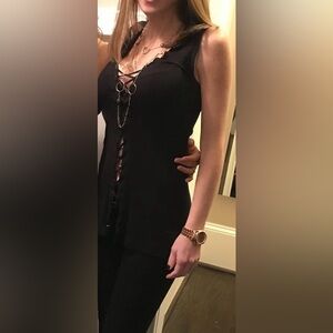 Guess x Tiësto Black Lace-Up Top